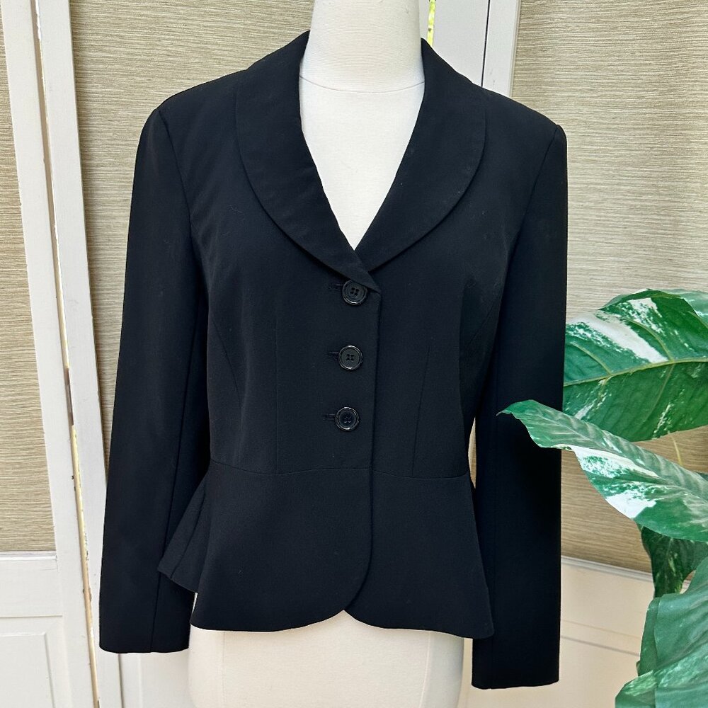 Harve Benard Black Peplum Blazer Size Small Career Office Jacket